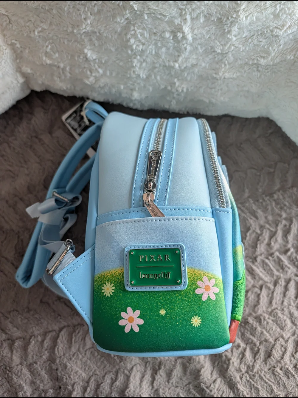 Loungefly Light Blue Kids Mini Backpack with Playful Nature Characters